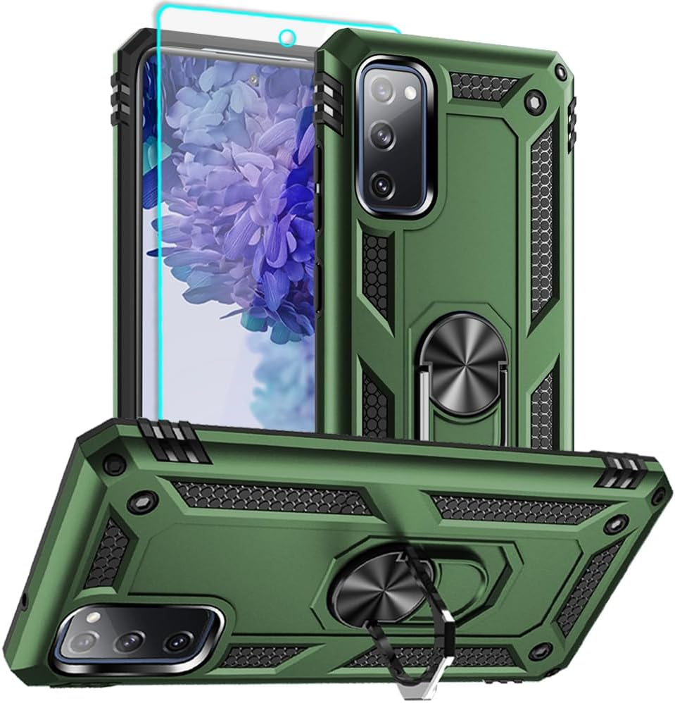 Funda para Samsung Galaxy S20 FE, Samsung S20 FE con protector de pantalla HD, grado militar de 16 pies probada en caídas anillo a prueba de golpes