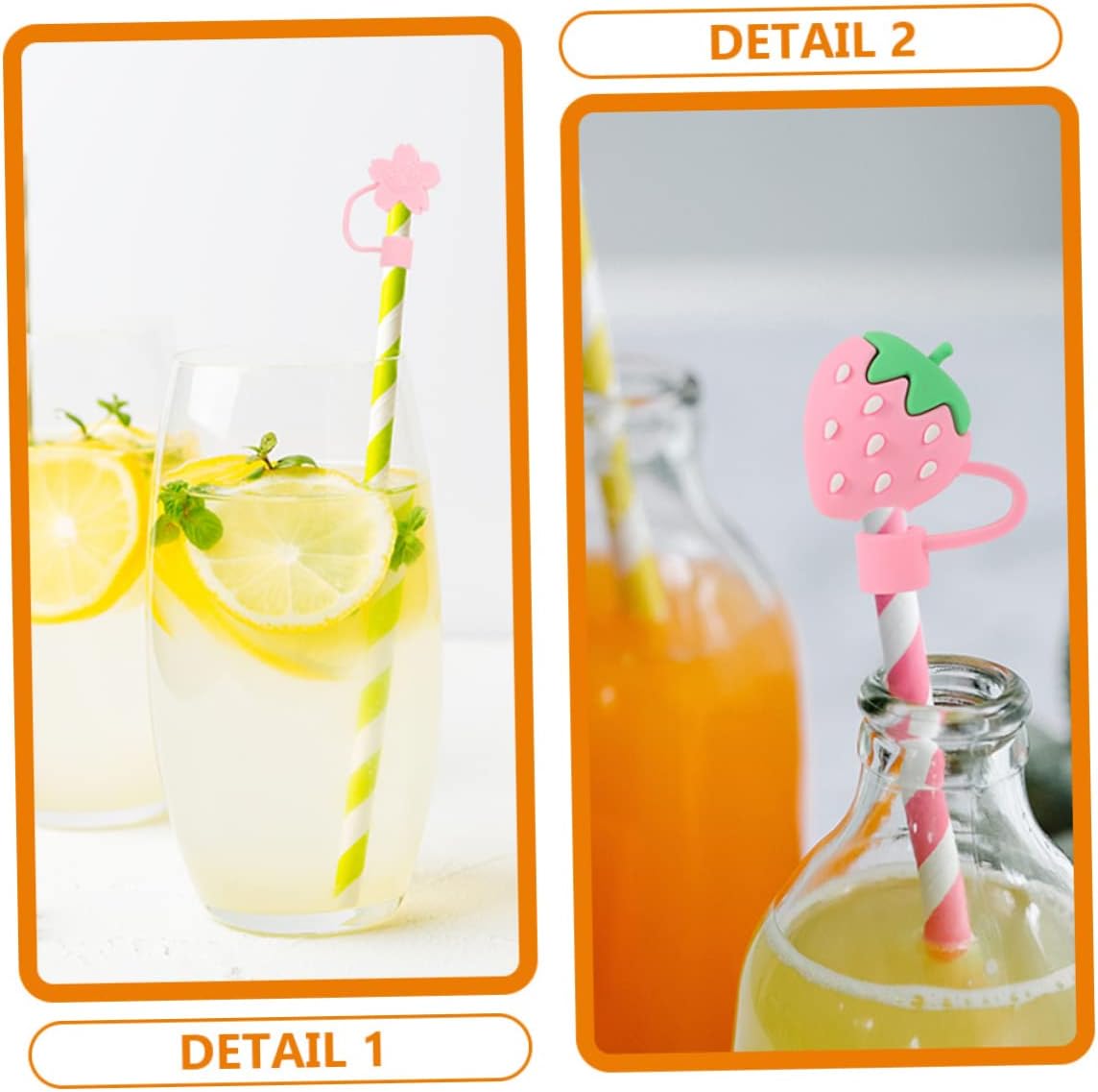 STOBOK 8 piezas de silicona para muñecas, pajitas de fresa, accesorios de fresa, flores de cerezo rosa, accesorios de gel de sílice