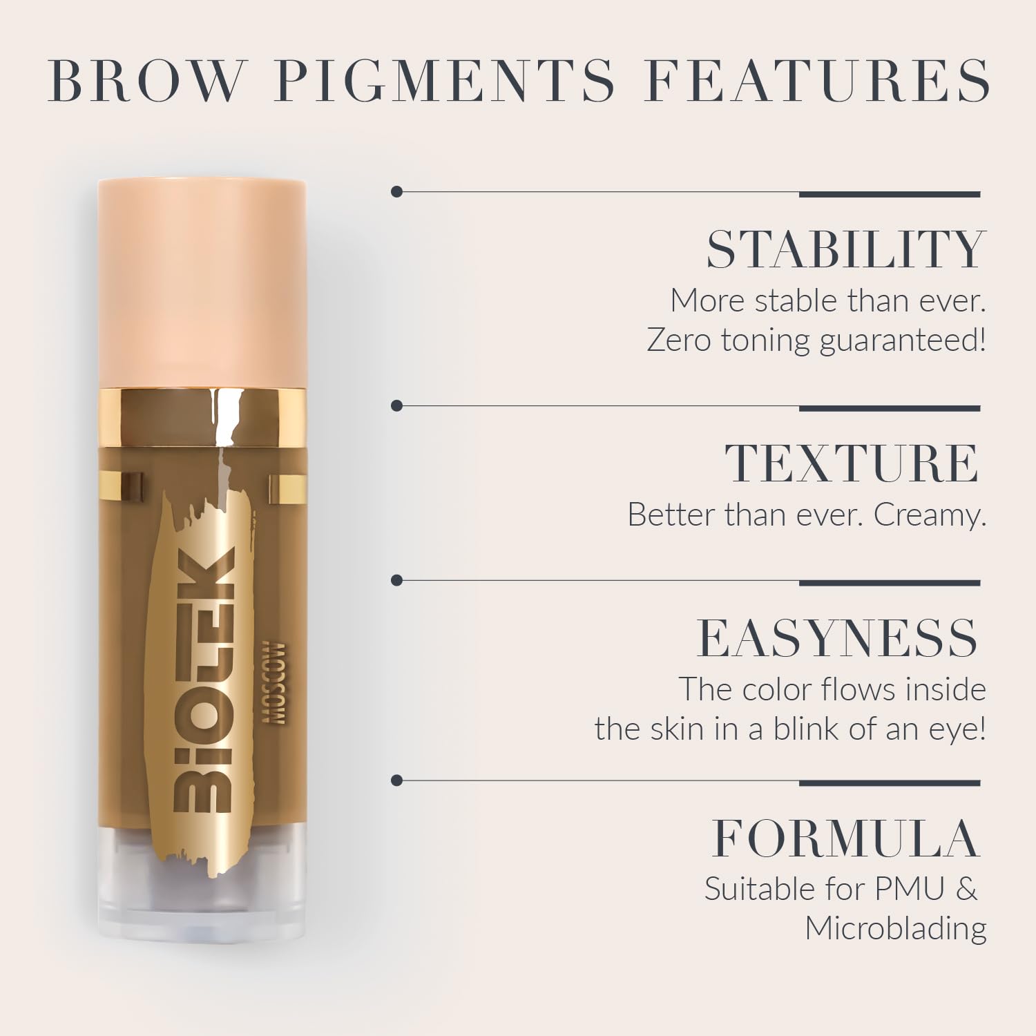 Biotek Pigmento de cejas para maquillaje permanente – Color rubio neutro para cejas – Más que nunca – Hecho en Italia – Moscú 0,61 onzas líquidas