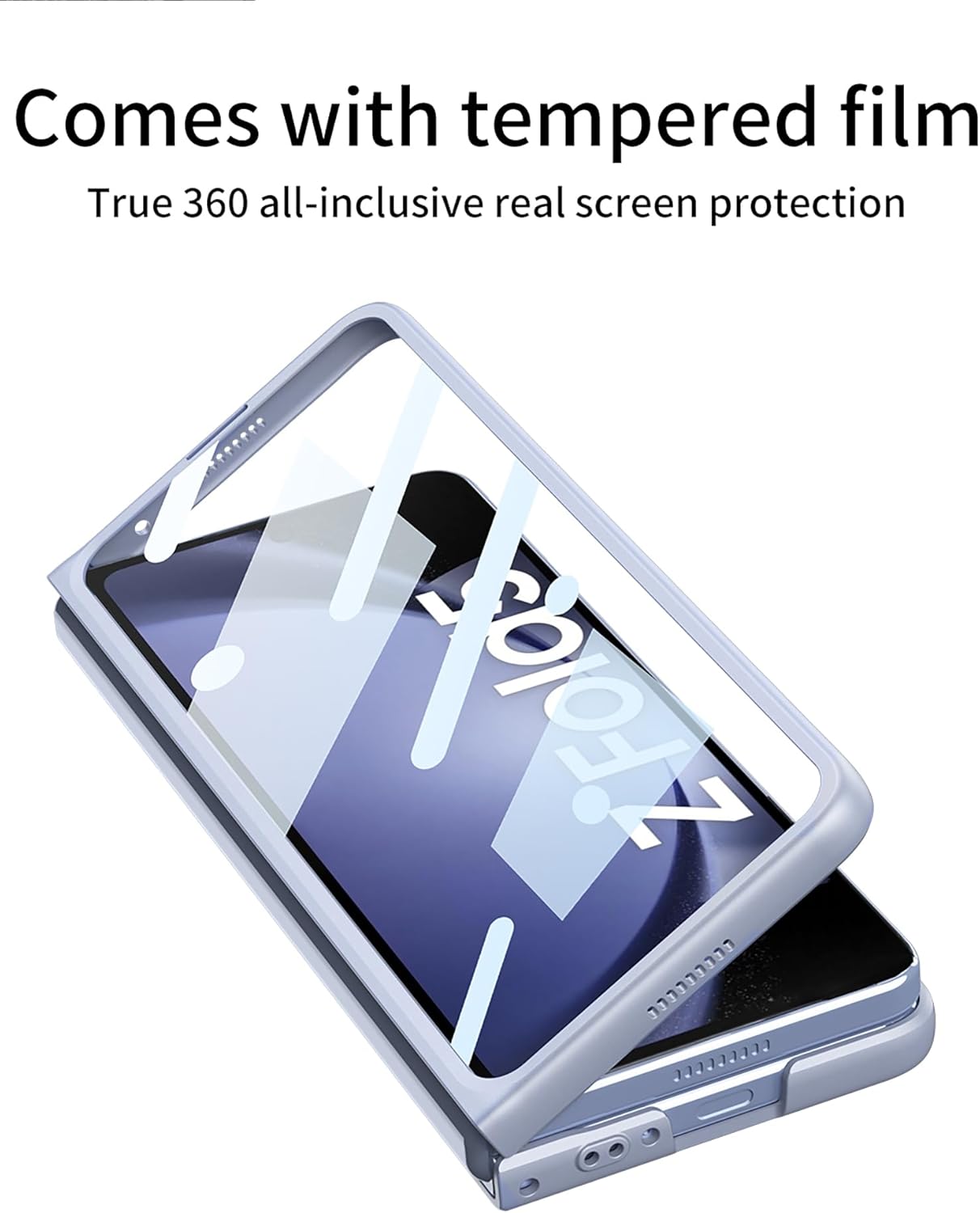 BAILI Fold5 – Funda de piel con ventana de cámara deslizante, protección de 360 HD integrada a prueba de explosiones película de pantalla de vidrio