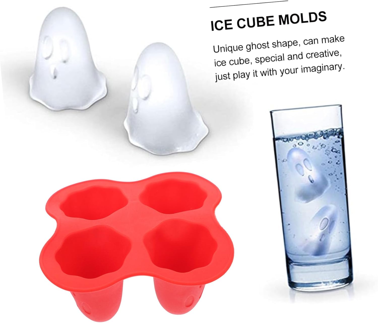 Moldes para cubitos de hielo fantasma, bandeja de hielo de silicona, bandeja de hielo de silicona para gelatinas, moldes de hielo fantasma, moldes