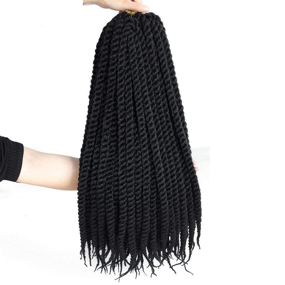Admutty – Cabello trenzado torcido de crochet, trenzas de cabello senegalés torcido estilo Havana mambo, 22 pulgadas, 1B#