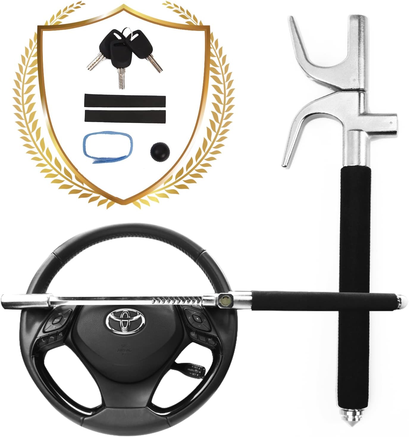 Cerradura del volante, dispositivo antirrobo del coche, cerradura universal del coche del club del coche con el martillo de seguridad del coche,