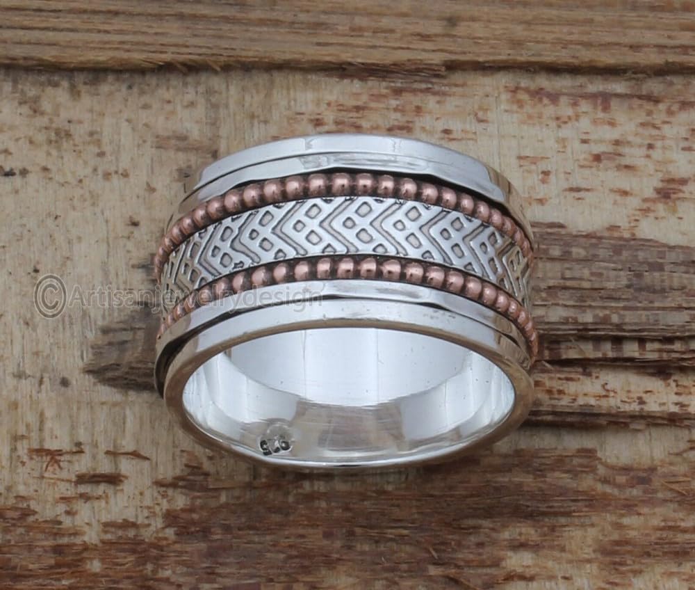 925 Sterling Silver Ring, Bohemian Silver Ring, Statement Silver Ring, Spinner Band Rings, Antique Silver Ring, Minimalist Ring Women, Fidget