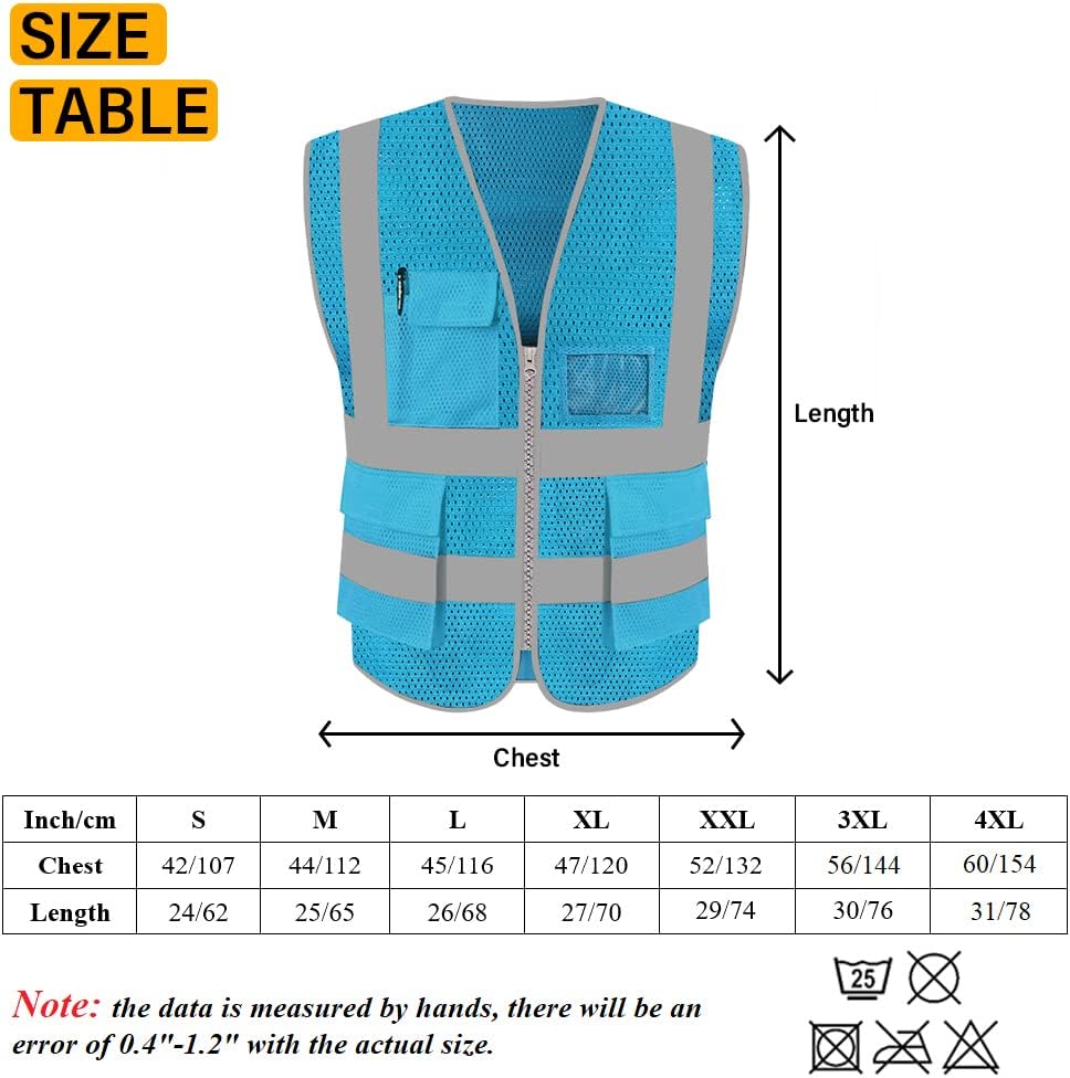 HYCOPROT High Visibility Mesh Safety Reflective Vest with Pockets and Zipper, Meets ANSIISEA Standards