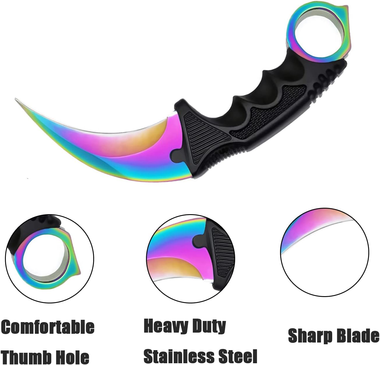 ZLIXING KARAMBIT – Cuchillo de campamento de hoja fija con funda para hombre, herramienta EDC para caza, supervivencia al aire libre, senderismo