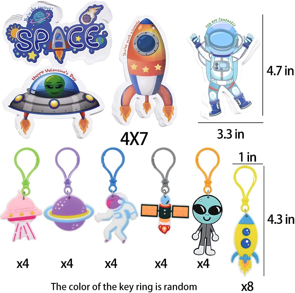 CAMIRUS Regalos de fiesta espacial de astronautas, 28 piezas de llavero espacial de astronauta, cohete alienígena, recuerdos de fiesta para niños,