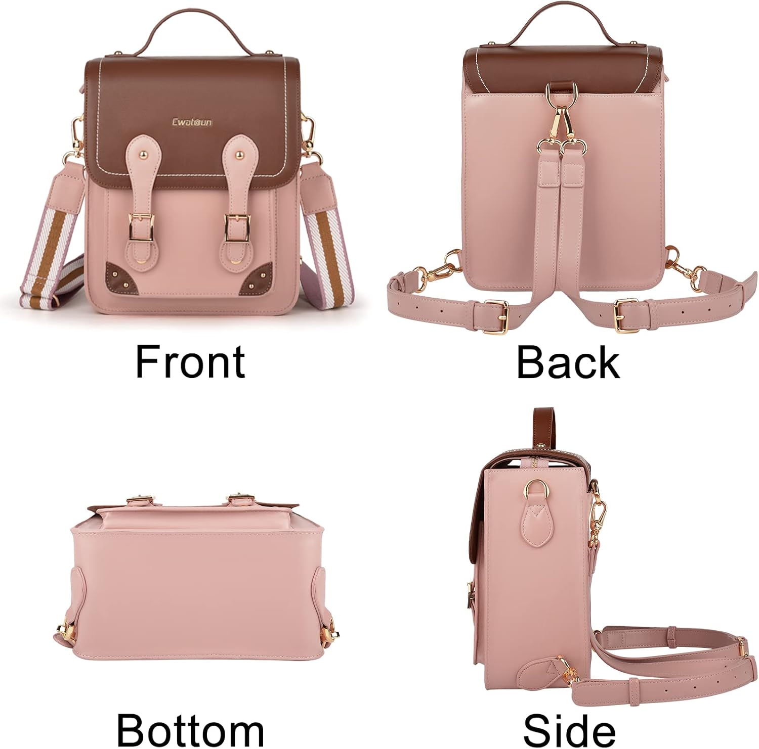 Cwatcun Bolsa para cámara, funda cruzada para cámara retro, de piel sintética vintage, impermeable, mochila ligera para cámara, compatible con