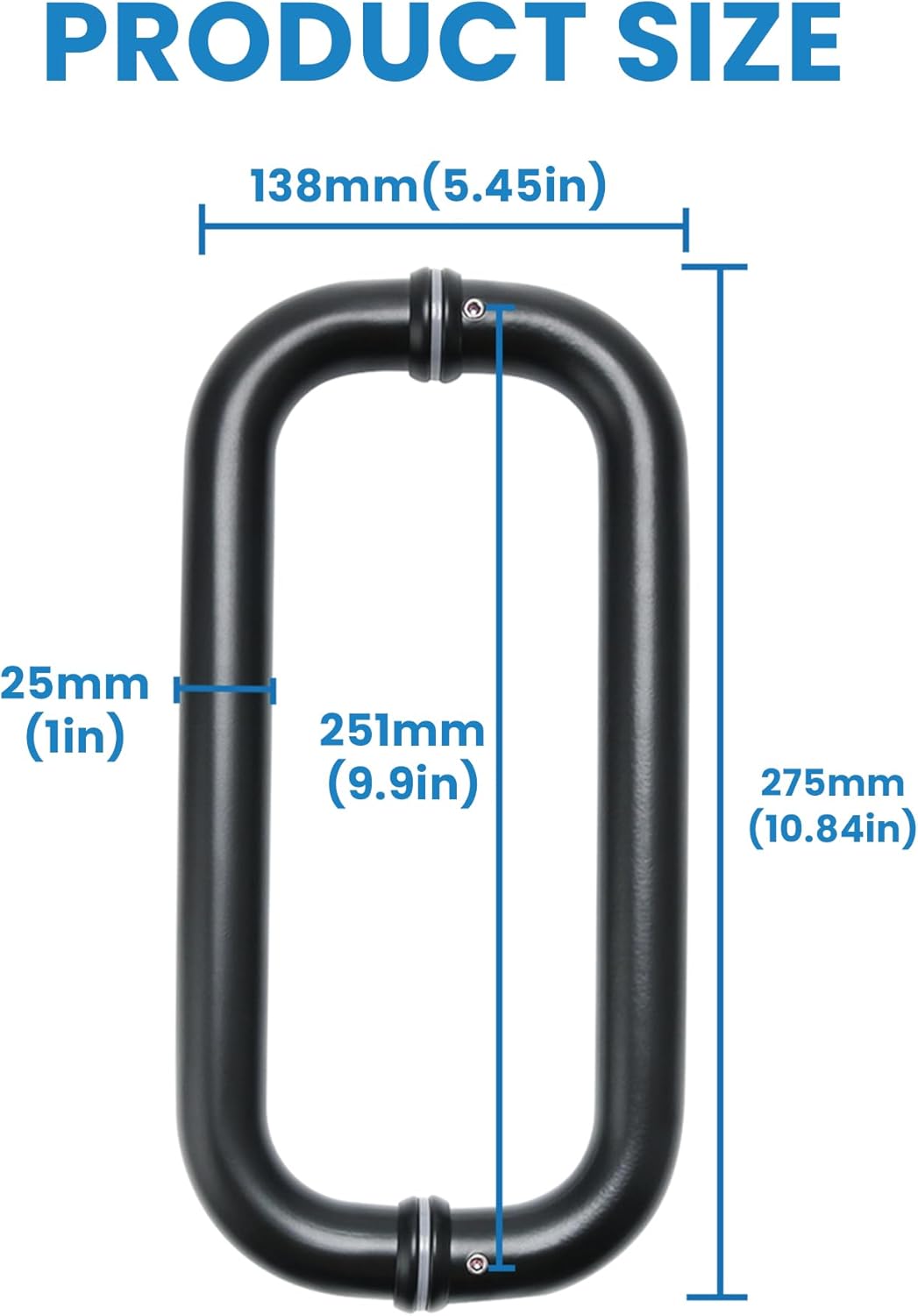 Alise Manija de puerta de ducha, tirador de puerta corrediza de vidrio para ducha, barra tubular de vuelta a atrás para puertas de baño, piezas de