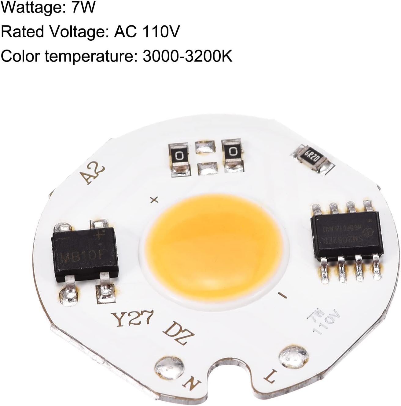 MECCANIXITY Bombilla de chip LED 110V 7W blanco cálido 3000-3200K conductor libre de alta potencia reflector lámpara módulo aluminio tablero