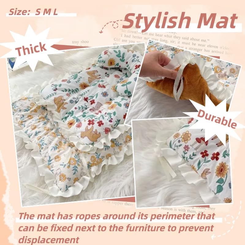 Tapete de cama floral para perro, tapete de felpa para perrera, cálido para invierno, tapete para dormir para gatos, cama antideslizante para