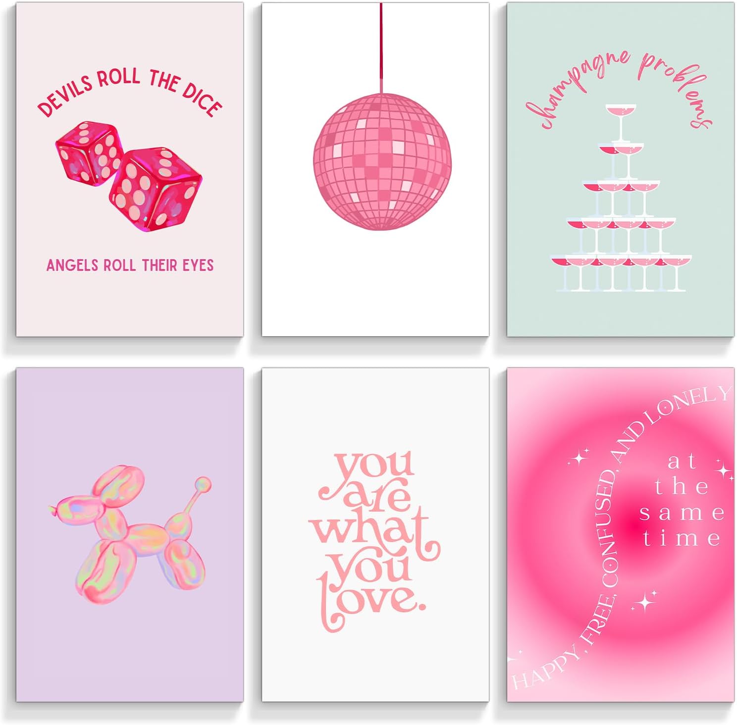 Prinajssiad Póster de 6 piezas de color rosa para estética de habitación, póster de afirmaciones folclóricas de Taylor de 8 x 10 pulgadas, arte de