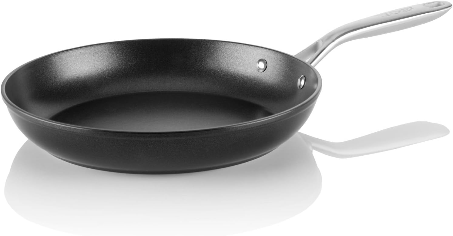 TECHEF – Onyx Collection – Juego de sartenes antiadherentes, sin PFOA, aptas para horno, mango de acero inoxidable que se mantiene fresco, listo