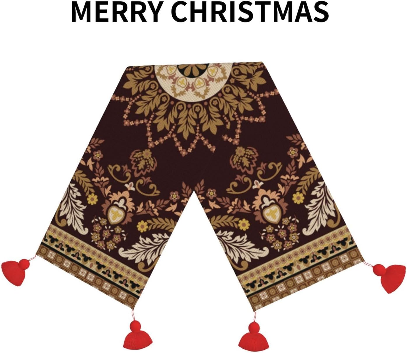 Camino de mesa de Navidad con mandala retro, decoración de mesa de comedor, decoración de Navidad, decoración de interiores del hogar, caminos de