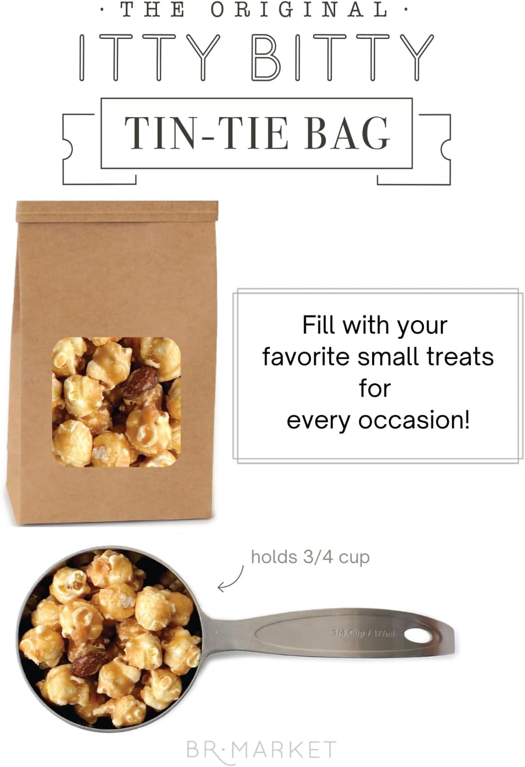 Bolsas pequeñas para panadería, bolsas de papel kraft para ventana cuadrada, 3.3 x 5.5 x 2 pulgadas, bolsas de galletas con cierre de corbata, bolsa