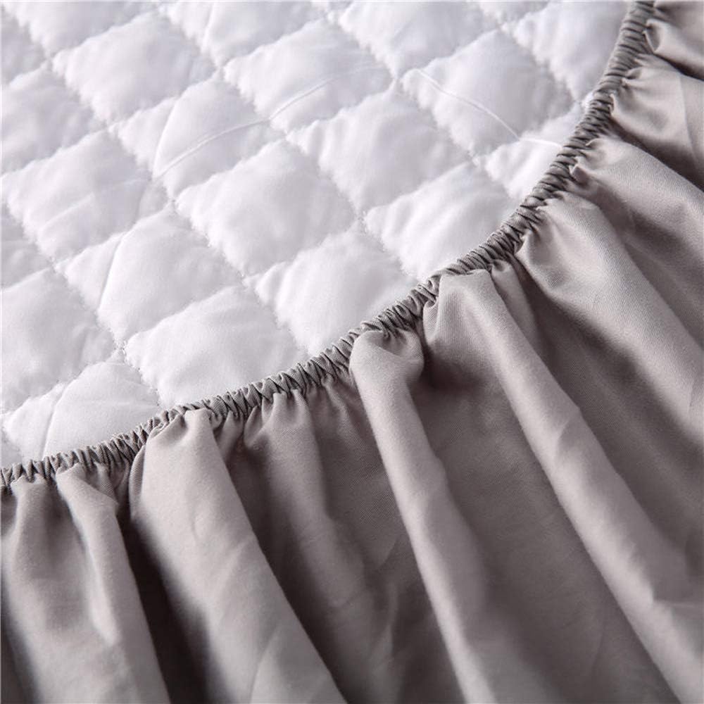 Sábana bajera acolchada gruesa y lisa, suave, pesada, antideslizante, funda protectora para colchón de cama (individual, gris)