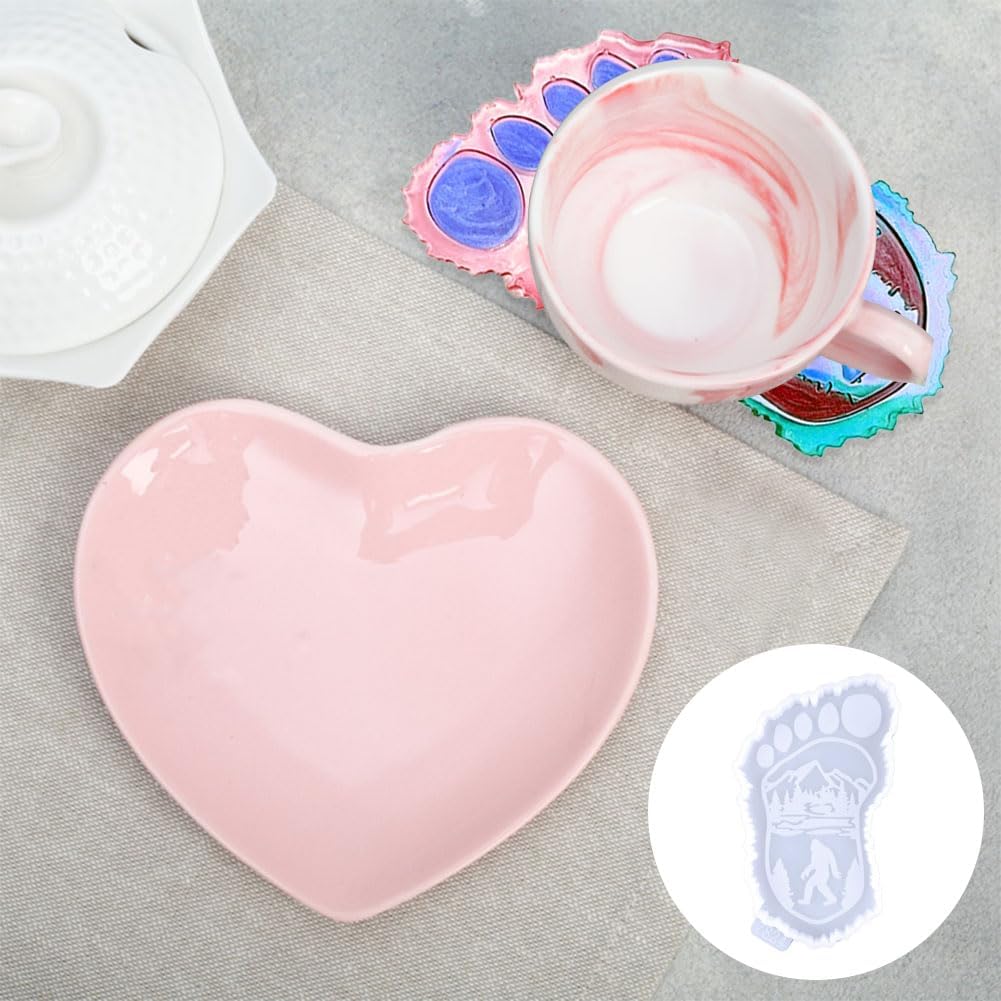 Paquete de 4 moldes para posavasos para fundición de resina Bigfoot Sasquatch de resina epoxi, soporte para tazas, moldes para manualidades,