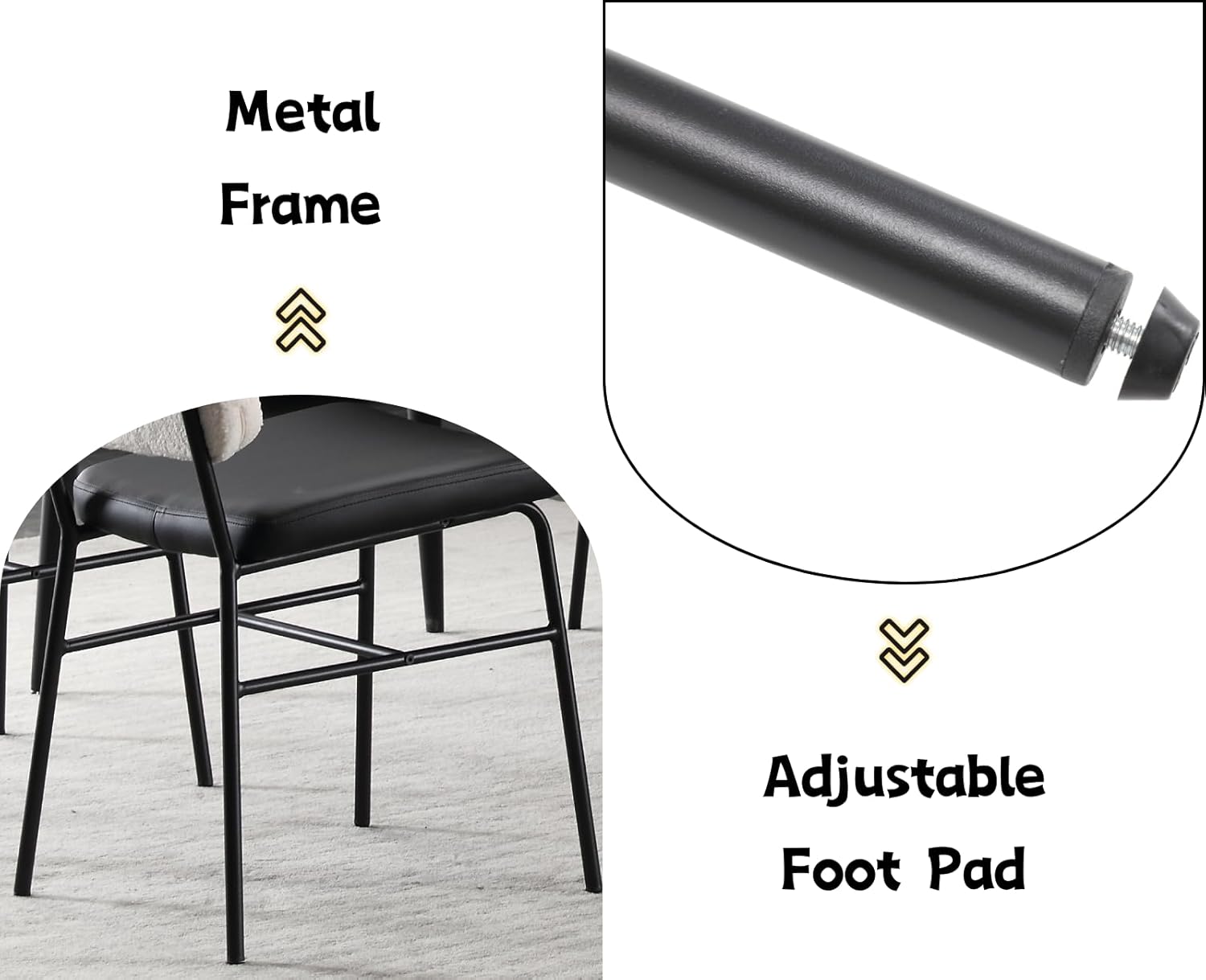 EALSON Juego de 2 sillas de comedor tapizadas de cuero, modernas sillas de comedor con patas de metal y respaldo de piel sintética, cómodas sillas