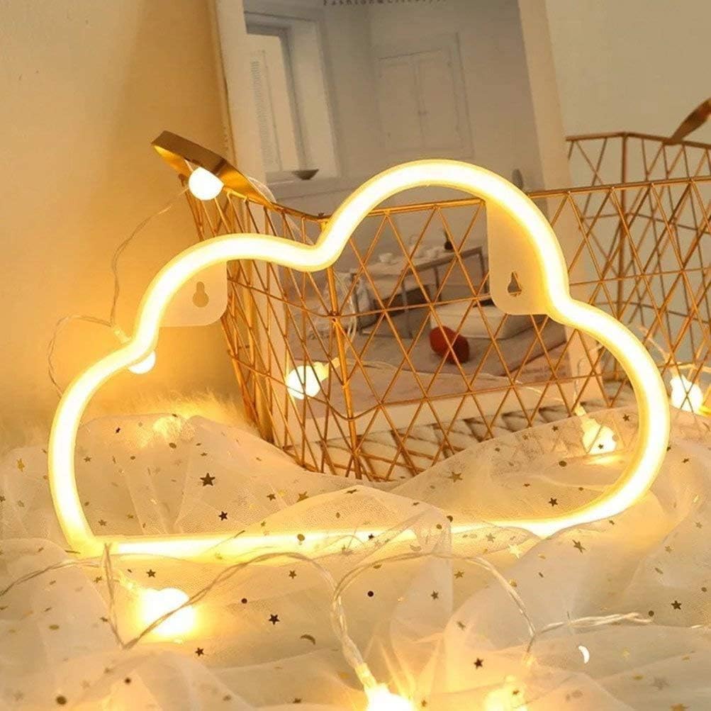 QiaoFei – Nube de neón con luz LED, lámpara de noche de neón para decoración de habitación de niños, para suministros de fiesta, accesorios de