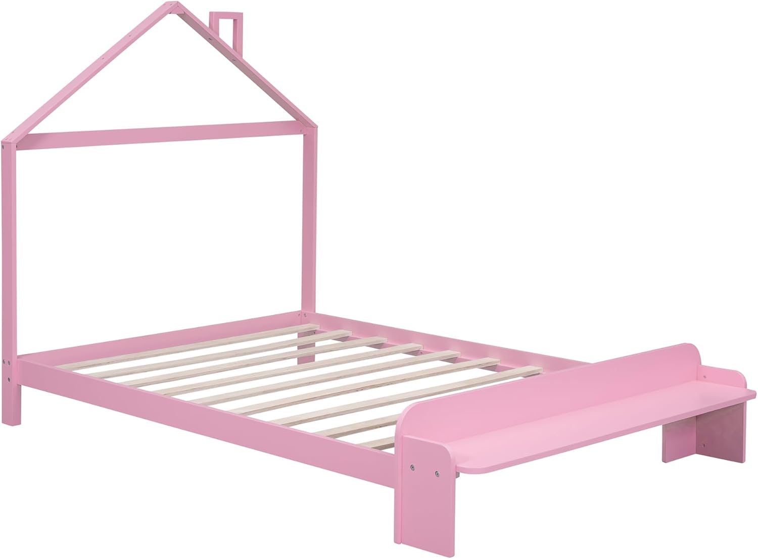 Harper & Bright Designs Base de cama de plataforma de madera de tamaño matrimonial para niños, niñas, niños y adultos con cabecera en forma de casa