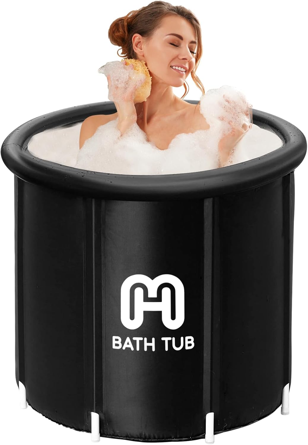 Bañera plegable portátil para adultos, bañera de hidromasaje, bañera plegable independiente para el hogar, bañera de hidromasaje con cojín (31.5 x