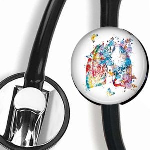 Etiqueta pintada del estetoscopio de los pulmones, etiqueta de identificación del estómago, insignia de la enfermera, etiqueta del estetoscopio Etiqueta pintada del estetoscopio de los pulmones, etiqueta de identificación del estómago, insignia de la enfermera, etiqueta del estetoscopio