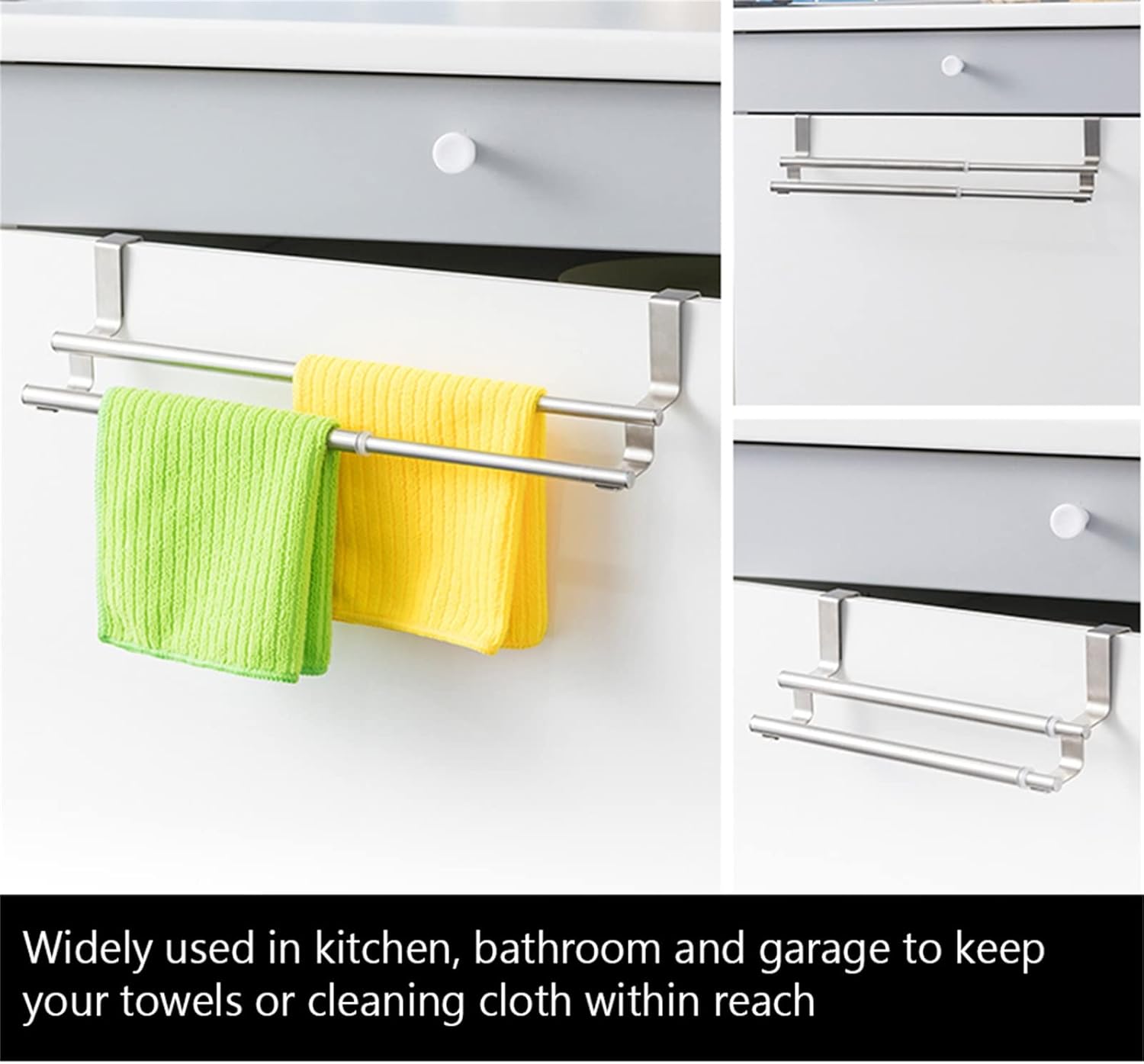 Srliya Staless – Toallero de plástico para colocar sobre la puerta de 26 × 13 × 3 capas dobles de acero inoxidable telescópico toallero organizador