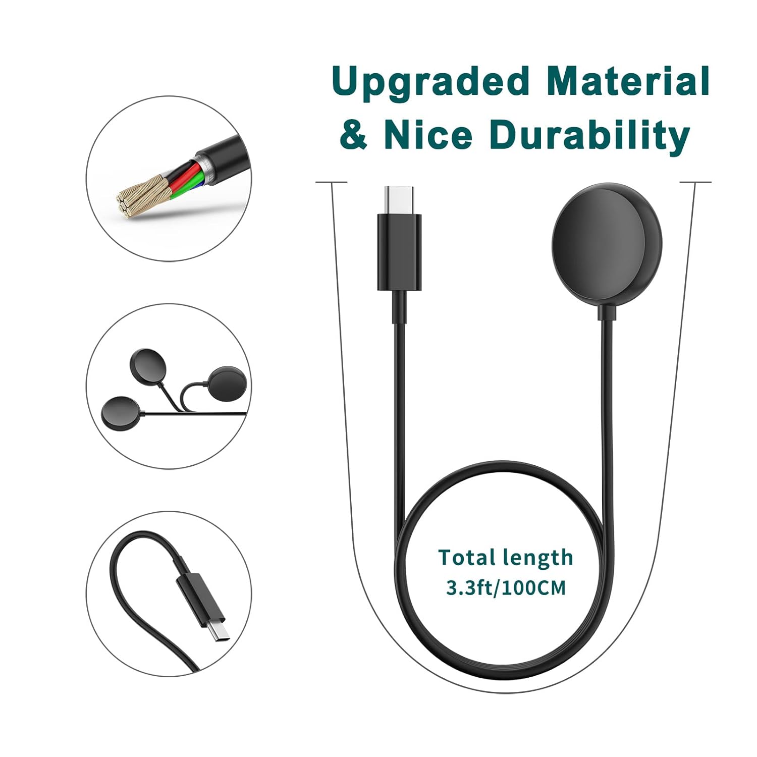 Meliya Cable de carga para cargador de Google Pixel Watch, cargador rápido magnético de repuesto USB tipo C compatible con el cable de carga de