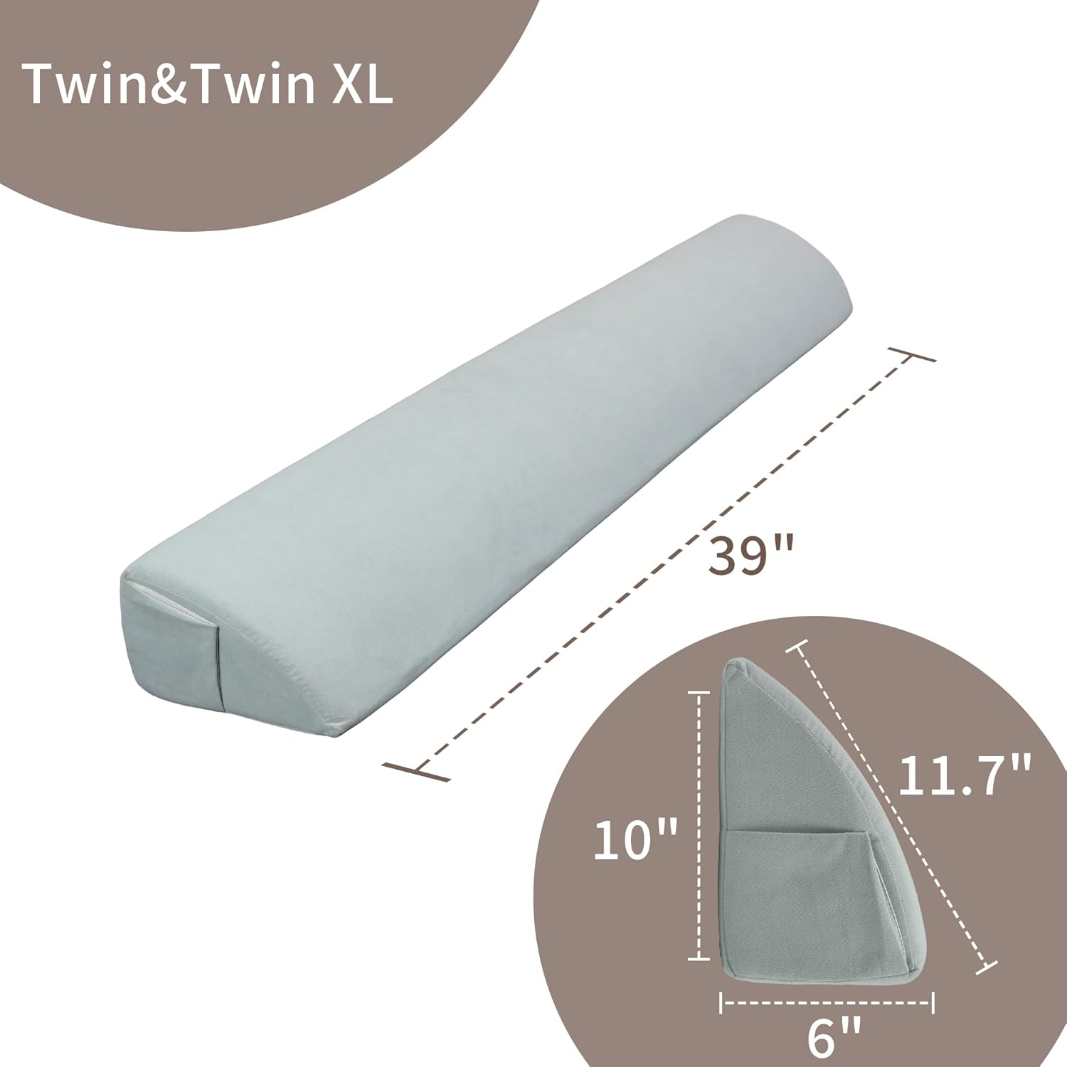 Aurako Almohada de cuña para cama de tamaño individual, almohada para cabecero, colchón de cuña, relleno de huecos de cama, triángulo, cuñas de