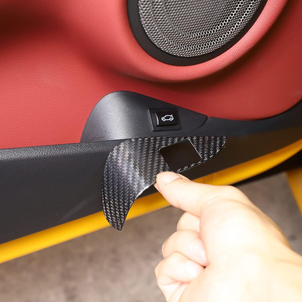Marco protector decorativo para interruptor de maletero de automóvil, borde de fibra de carbono real, apto para Toyota Supra GR A90 A91 MK5
