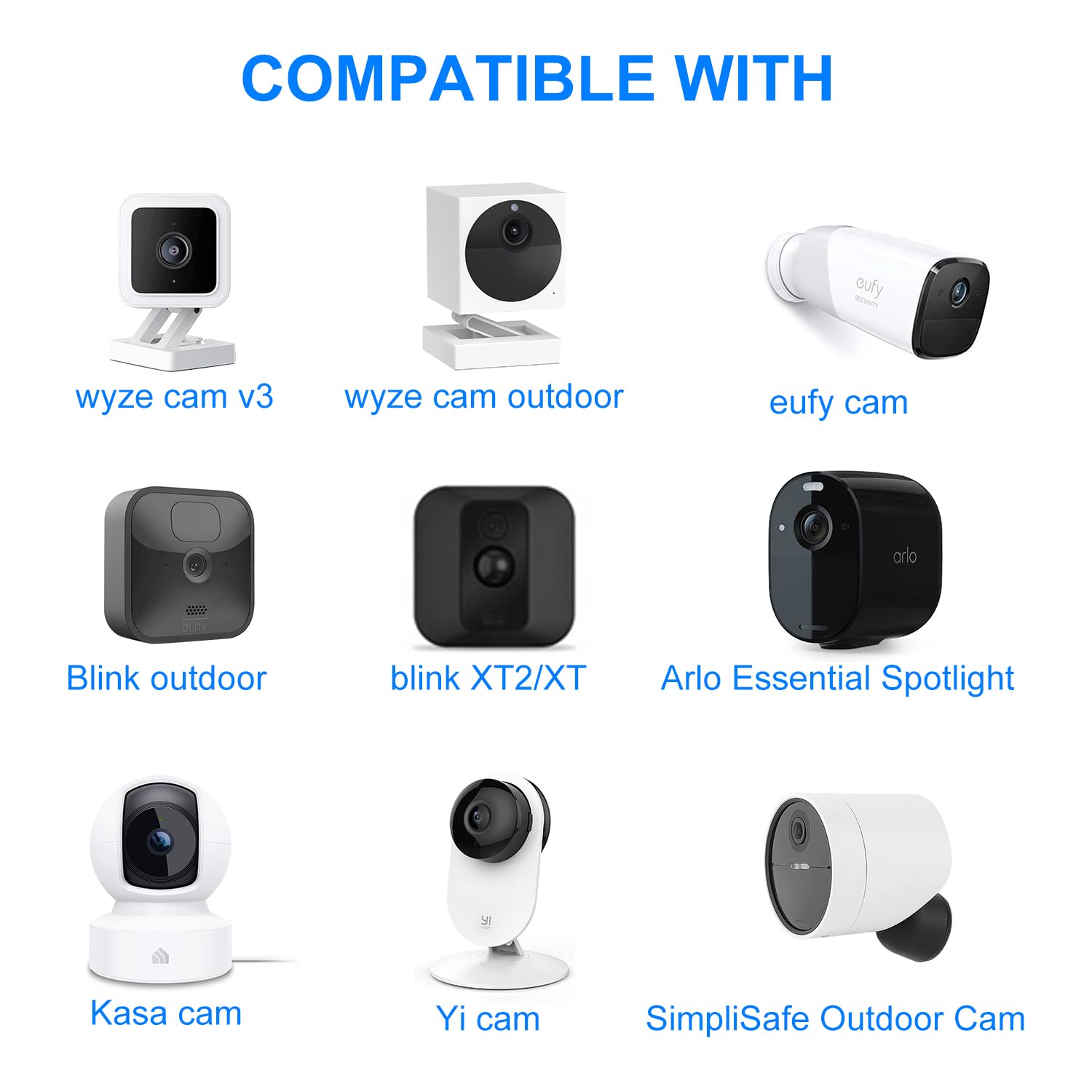 Cable de extensión de alimentación plano de 30 pies compatible con cámara Blink al aire libre, Wyze Cam V3OG, Blink Mini, Blink Mini Pan, cable de