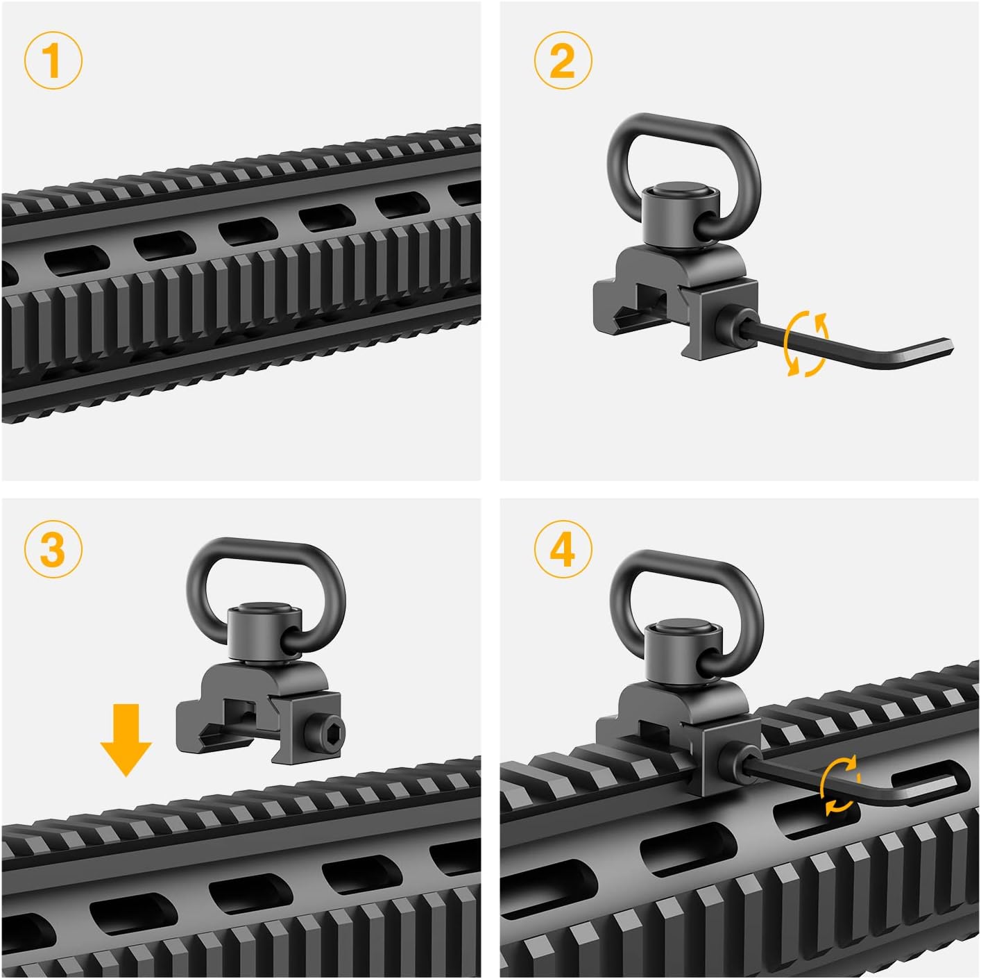 Eslinga QD tradicional de 2 puntos para eslingas de rifle de ajuste rápido con soportes Picatinny cómodo de llevar