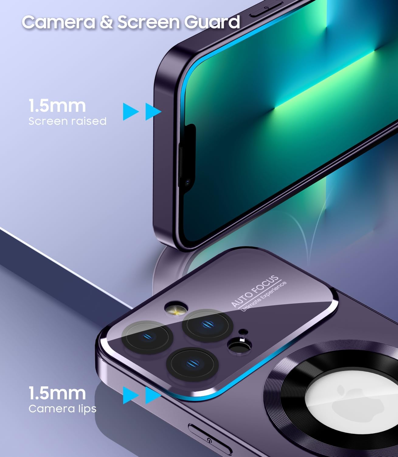 Funda magnética para iPhone 13 Pro, compatible con MagSafe, protector de lente de cámara integrado, vista de logotipo, funda de grado militar a
