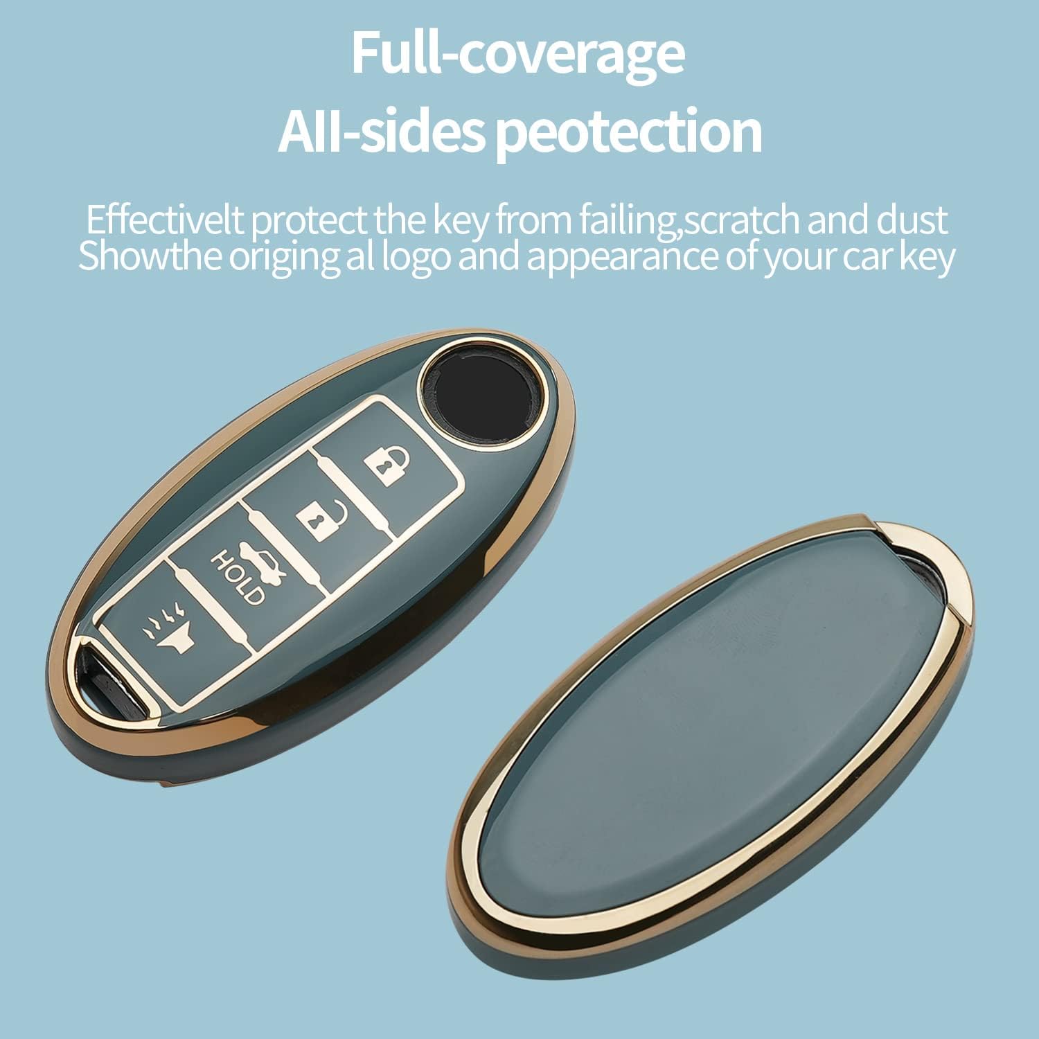 Bqepe Funda de llavero para llave de Nissan para Altima Maxima Rogue Armada Pathfinder Smart Key Shell Case (azul, 4 botones)
