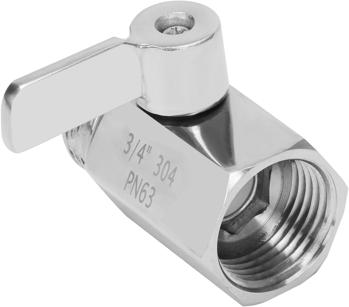 Válvula de cierre de jardín, conector de manguera de agua resistente de acero inoxidable de 34 pulgadas GHT hembra x macho (paquete de 1)