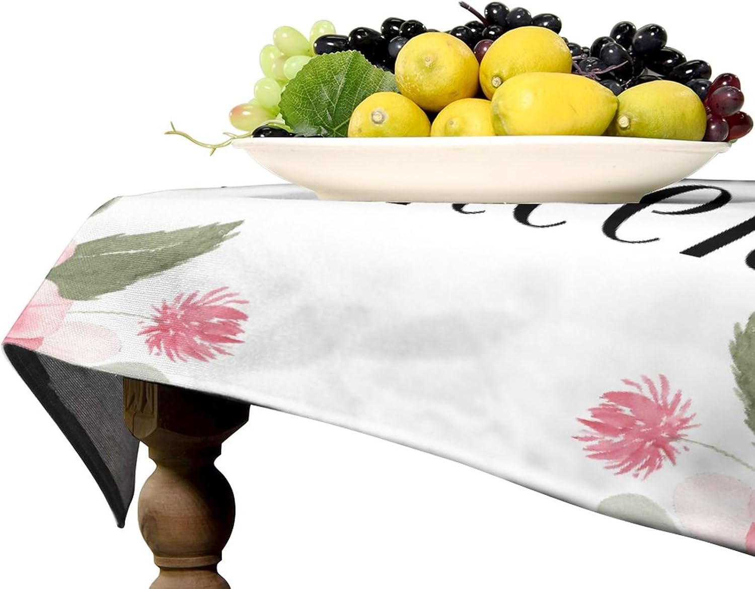 Mantel de tela de picnic de 60 x 60 pulgadas, marco de flores de animales, color negro para fiestas, resistente a las arrugas y a las manchas,