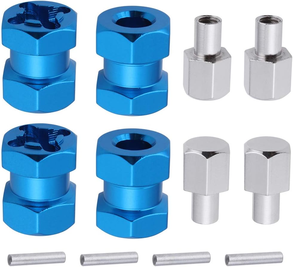 Hobbypark – Paquete de 4 cubos de transmisión hexagonal de rueda de 0.472 in, acoplador combinador de aluminio de 0.591 in, extensión de