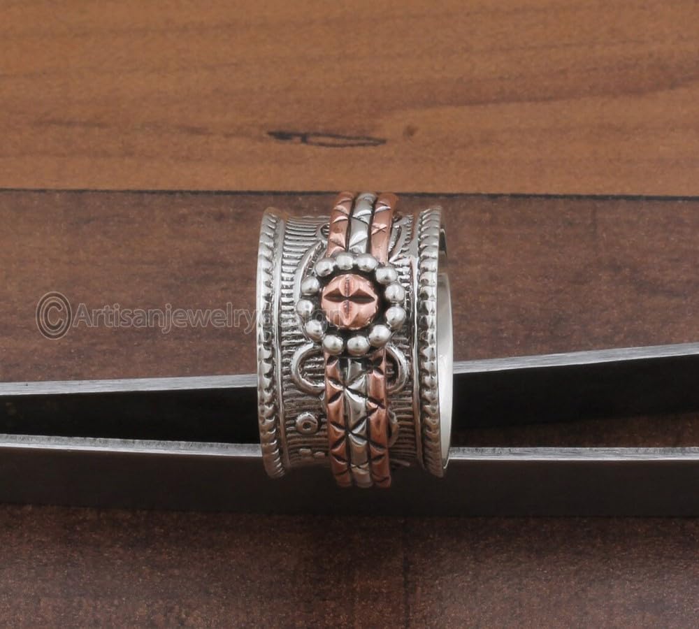 Spinner Silver Ring, 925 Silver Ring, Handmade Silver Ring, Bohemian Ring, Wide Band Ring, Statement Silver Ring, Spiritual Silver Ring, Vintage