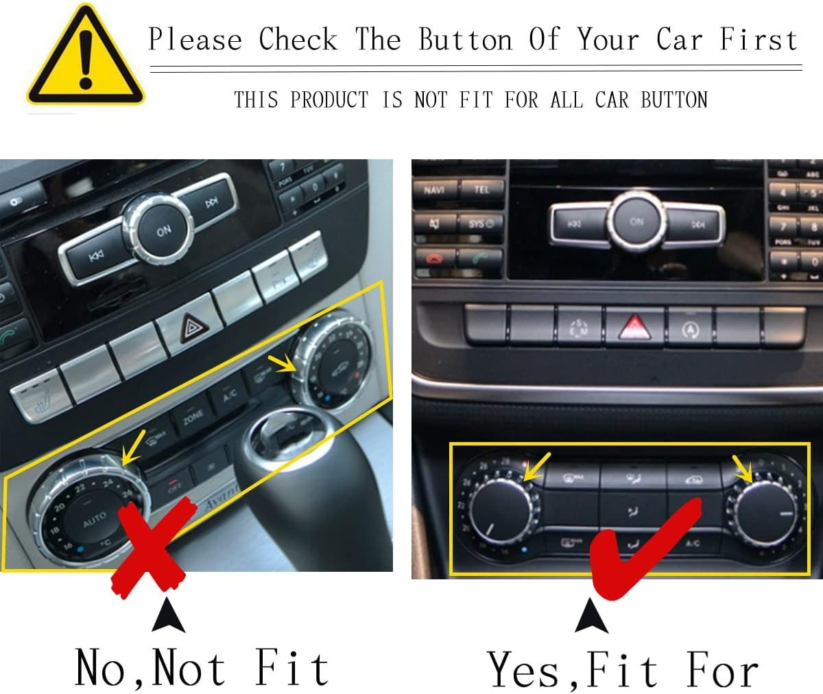Etiqueta engomada de la cubierta del pomo del volumen del aire acondicionado del coche rojo compatible con Mercedes Benz A B C E GLK GLA CLA GLE ML