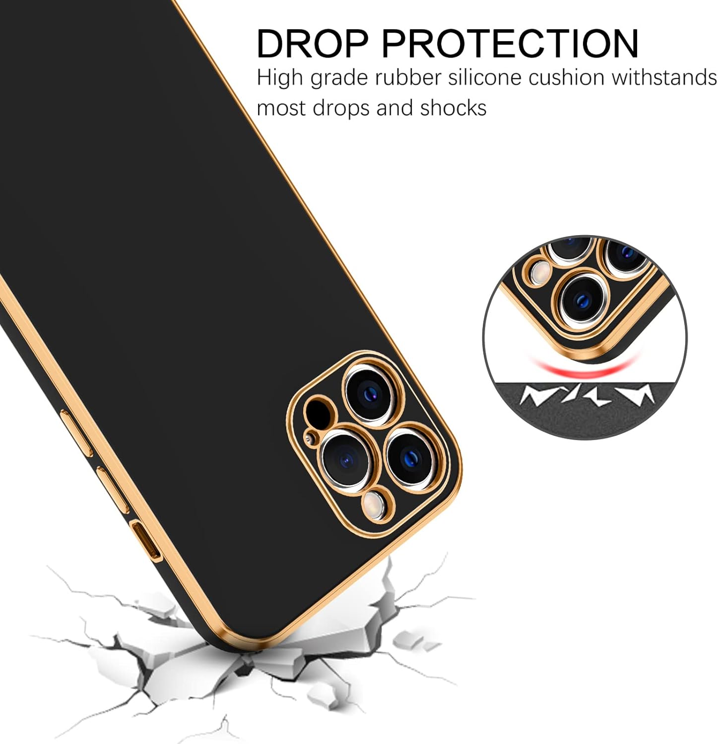 BENTOBEN Funda para iPhone 12 Pro, funda para teléfono iPhone 12 Pro 6.1, ajuste delgado, de lujo, color dorado, protección a prueba de golpes,