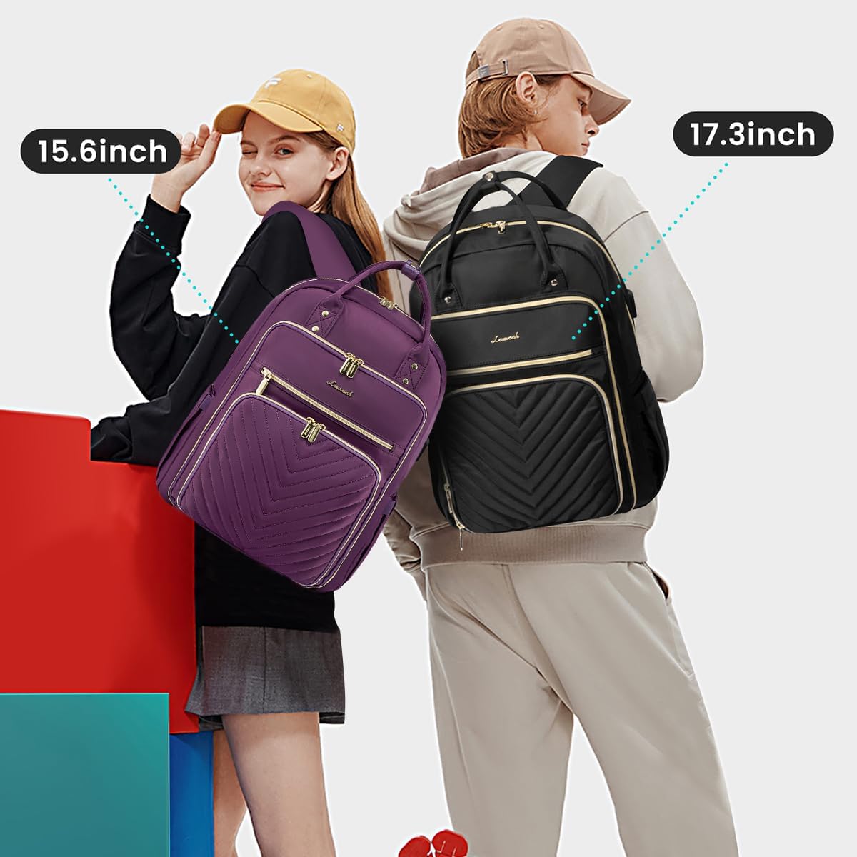 LOVEVOOK Mochila para laptop para mujer, mochila de trabajo de moda con puerto USB, mochilas impermeables para el trabajo., Púrpura, Mochila casual