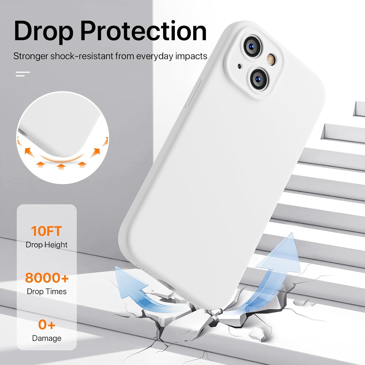 GOODVISH Funda compatible con iPhone 15, funda de silicona mejorada protección de cámara con 2 protectores de pantalla, forro interior de microfibra