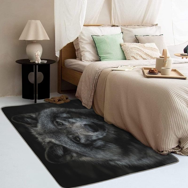Alfombra de área de lobo de 3 x 5 pies para dormitorio, sala de estar, alfombra de animales 3D para decoración de habitación, alfombra de suelo con