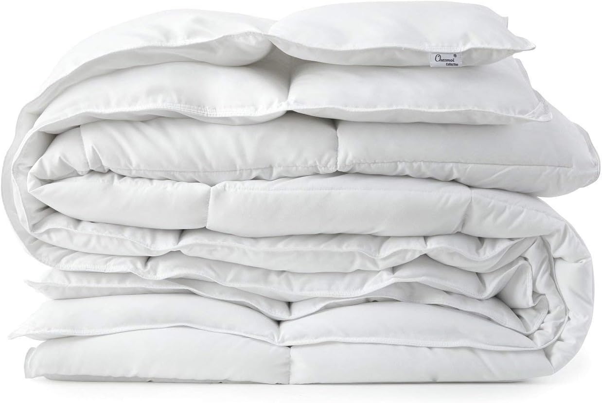 Chezmoi Collection Edredón alternativo de plumón blanco cálido medio con bolsa de almacenamiento ahorradora de espacio, pestañas en las esquinas,
