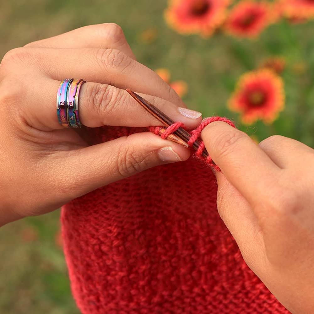 Yarn Ave Anillo de contador de filas de arco iris, accesorio de herramienta útil para tejer y ganchillo, herramienta manual de seguimiento de