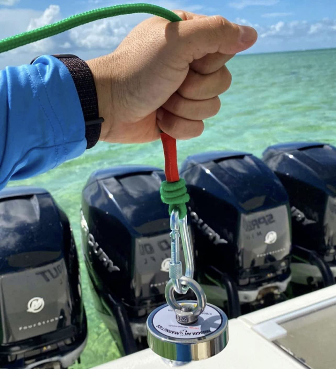 Paquete de pesca con imán de 625lb, incluye cuerda de alta resistencia de 6mm de diámetro y 100 pies de longitud, mosquetón, guantes de caucho