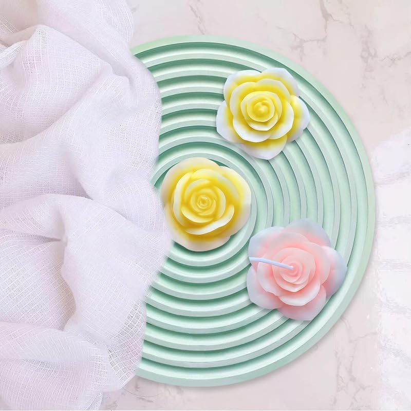 2 moldes de silicona para velas de flores, moldes de vela de resina 3D, kit de moldes de flores en forma de rosa para pasteles hechos a mano, jabón,