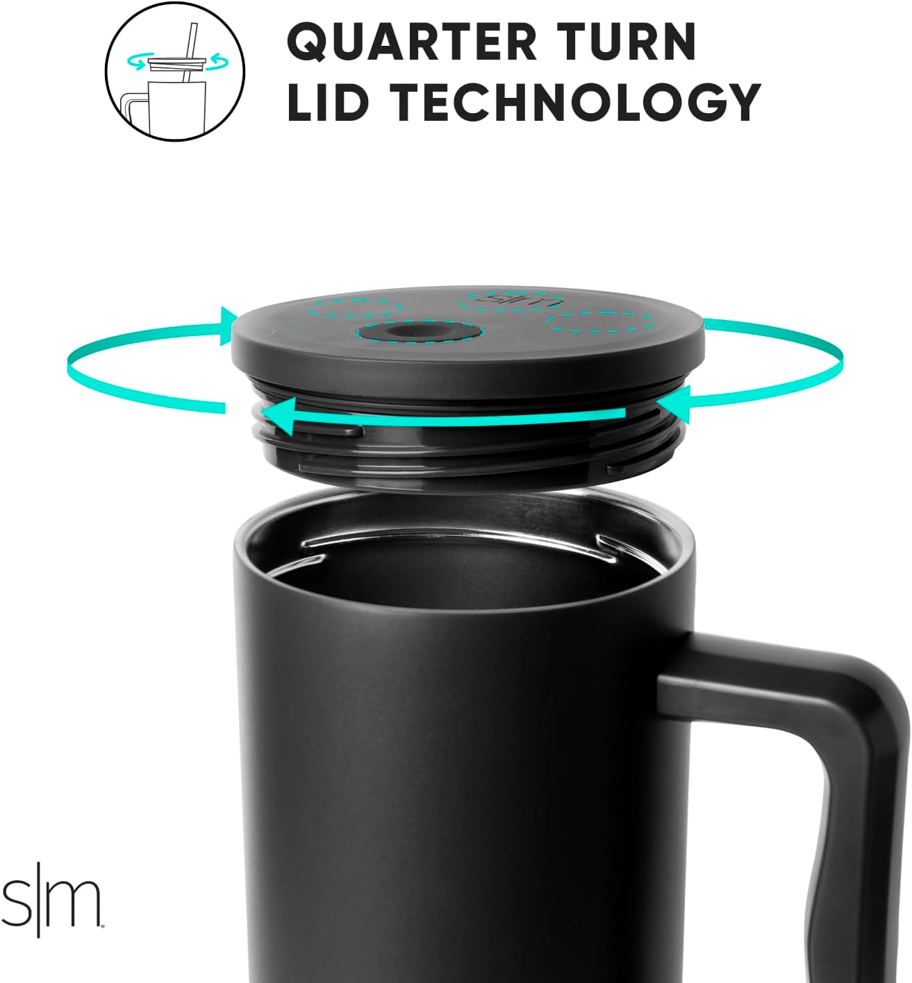 Simple Modern Vaso de 30 onzas con asa y tapa con popote, botella de agua reutilizable de acero inoxidable, taza aislada de viaje, apta para tazas,