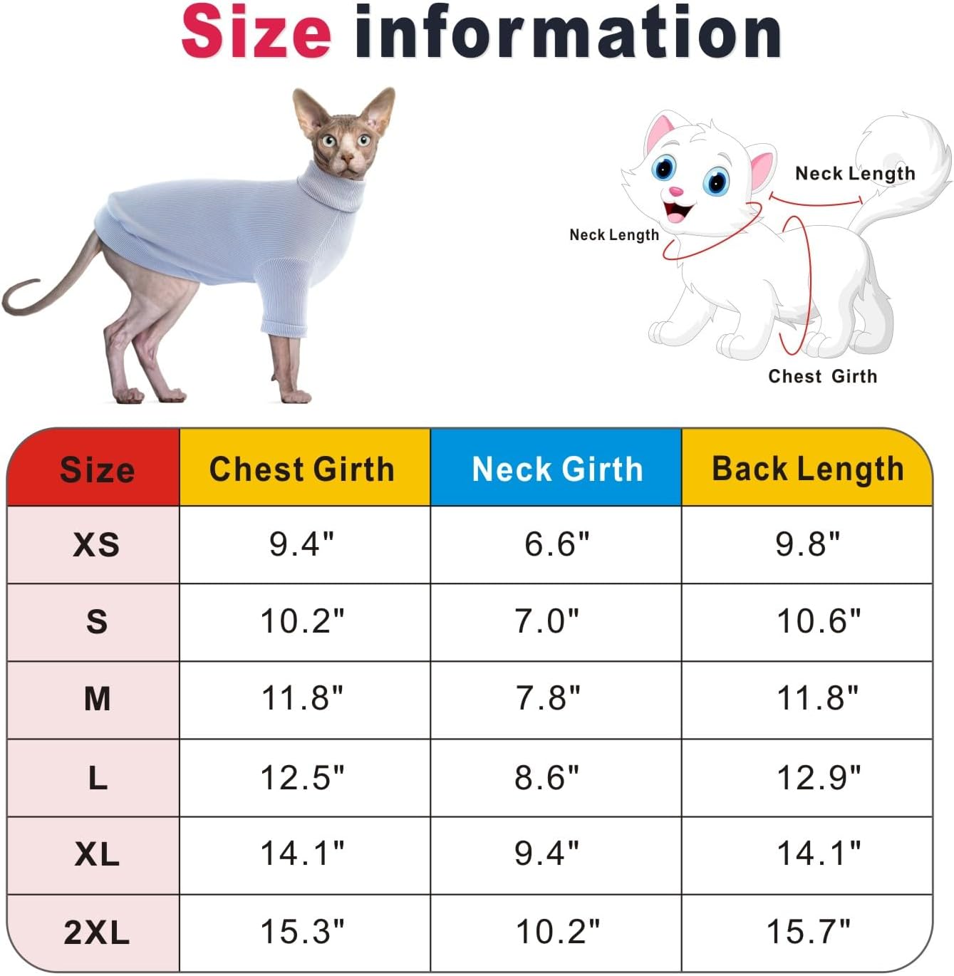 Idepet Sphynx – Camisa de algodón para gatos sin pelo, suéter de cuello alto, transpirable, ropa de gatito, adorable chaleco de pijama para gatos y
