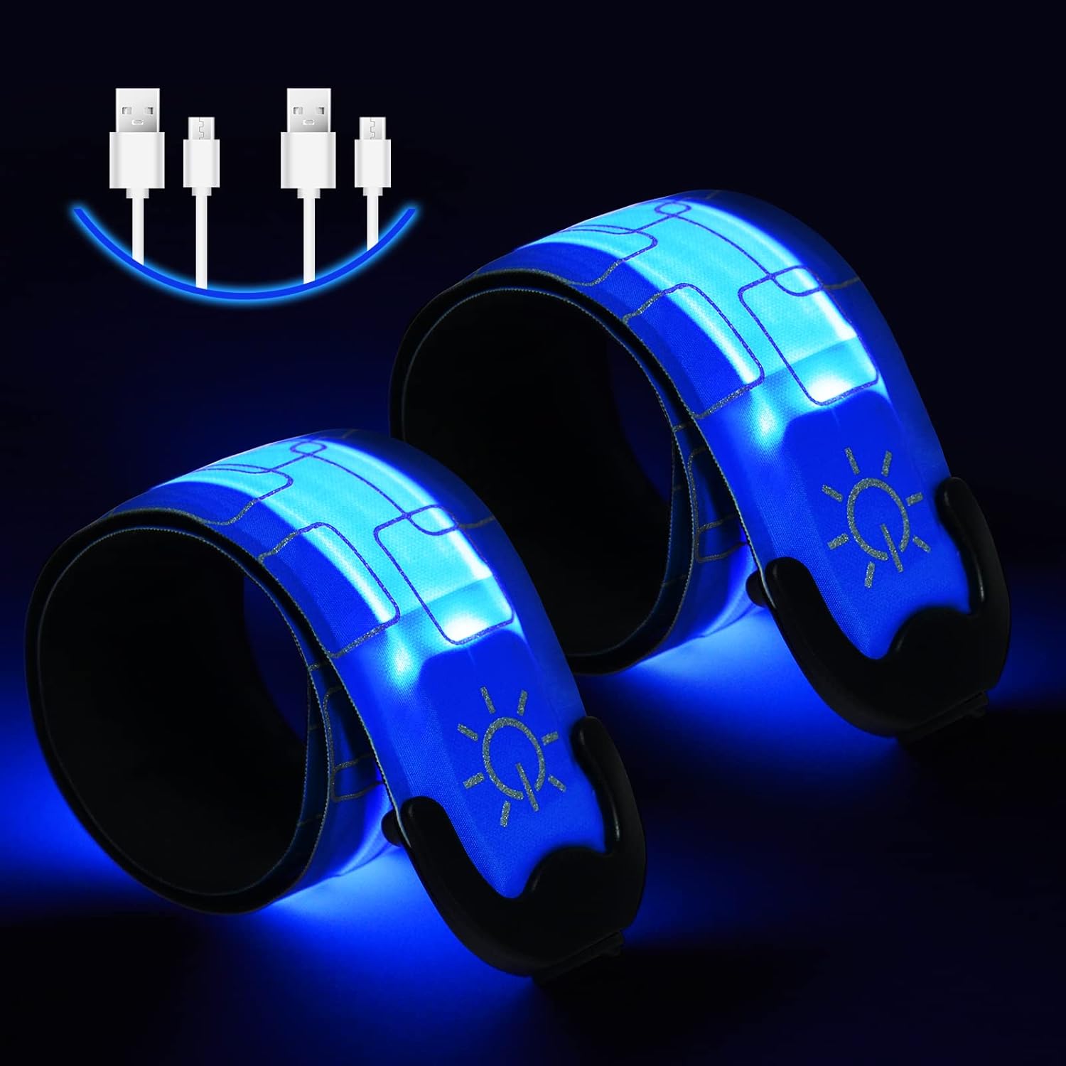Aucuu Brazalete de seguridad con luz LED para caminar por la noche de los niños, correa mágica para correr, ciclismo, trotar